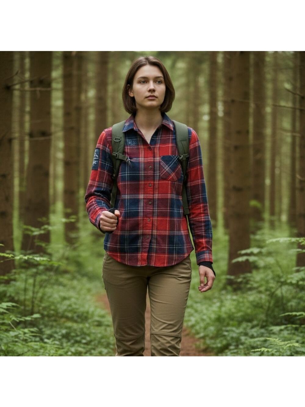 FIELD AND STREAM Red Blue Plaid Flannel Button Down Shirt Women's Size Medium